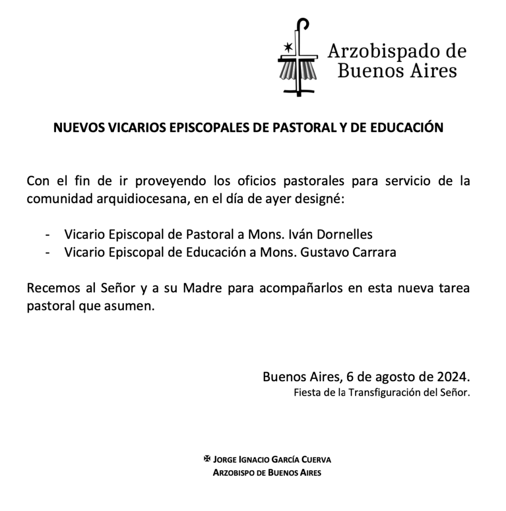 Vicarios Episcopales de Pastoral y Educación