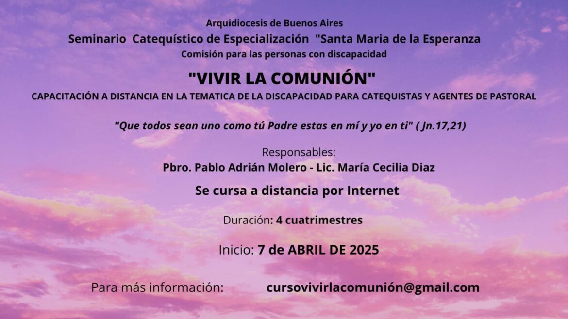 Curso “Vivir la comunión” para catequistas y agentes de pastoral.