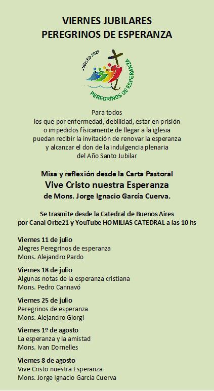 Viernes jubilares “Peregrinos de esperanza”.