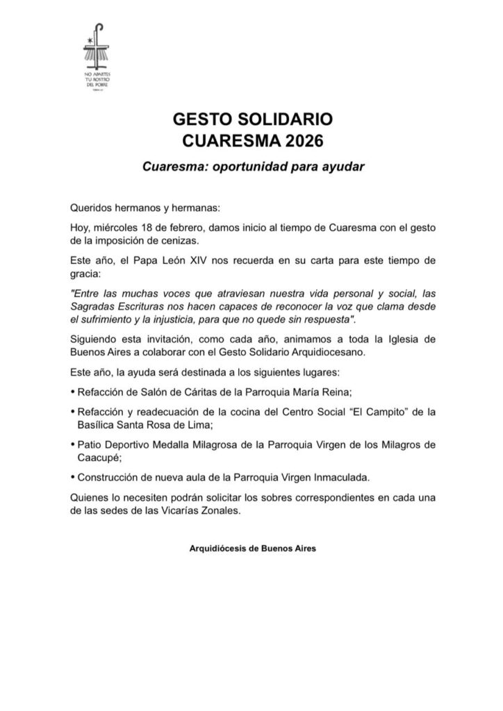 Gesto Solidario de Cuaresma 2026.