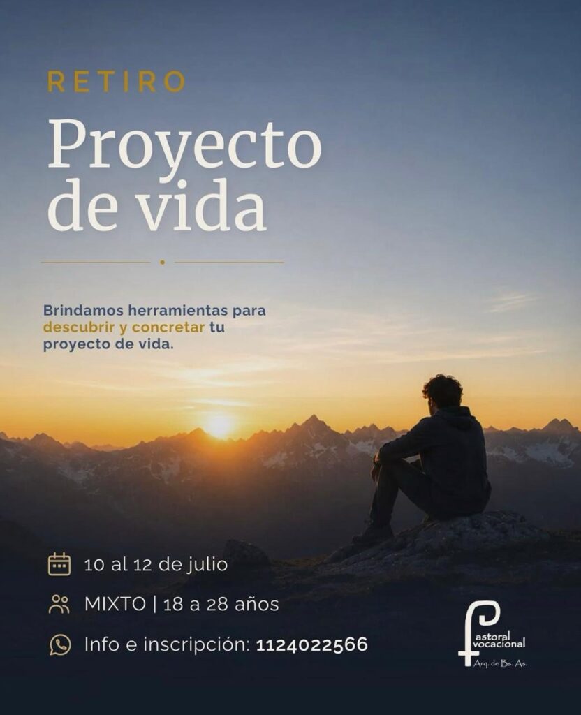 Retiro “Proyecto de vida 2026”: inscripción abierta para jóvenes.