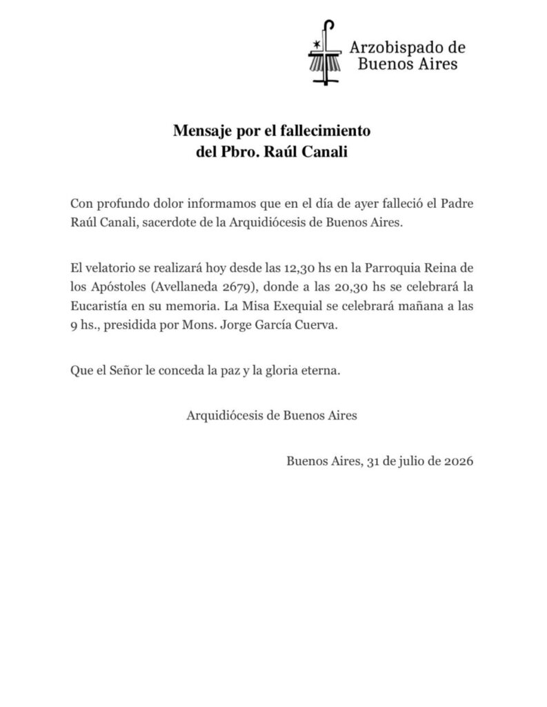 Comunicación Fallecimiento Canali.