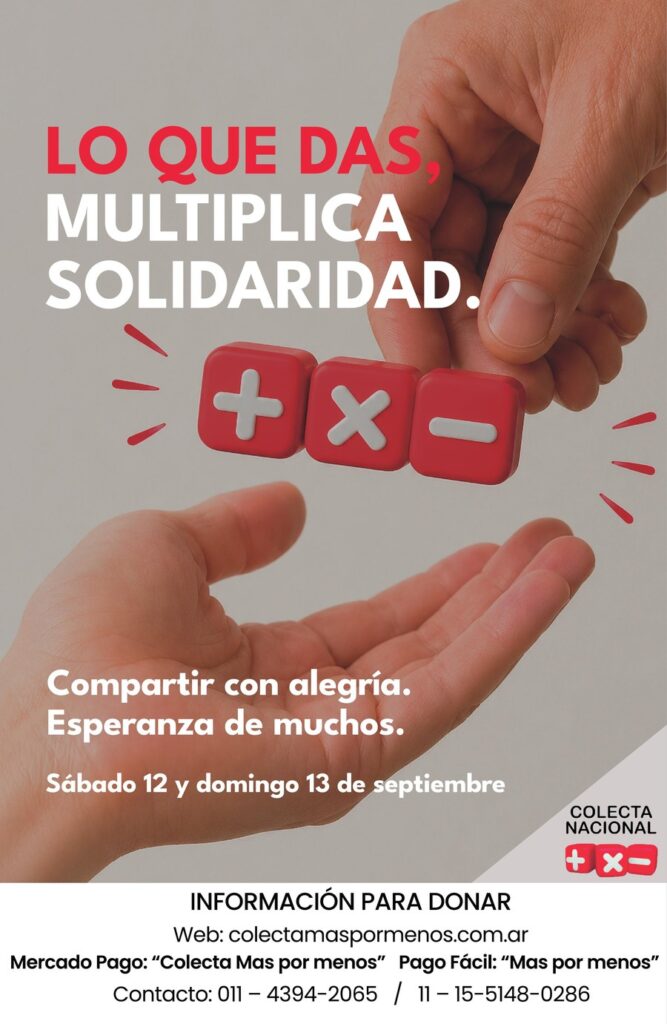 La Colecta "Más por menos" se desarrollará el 12 y 13 de Septiembre. 