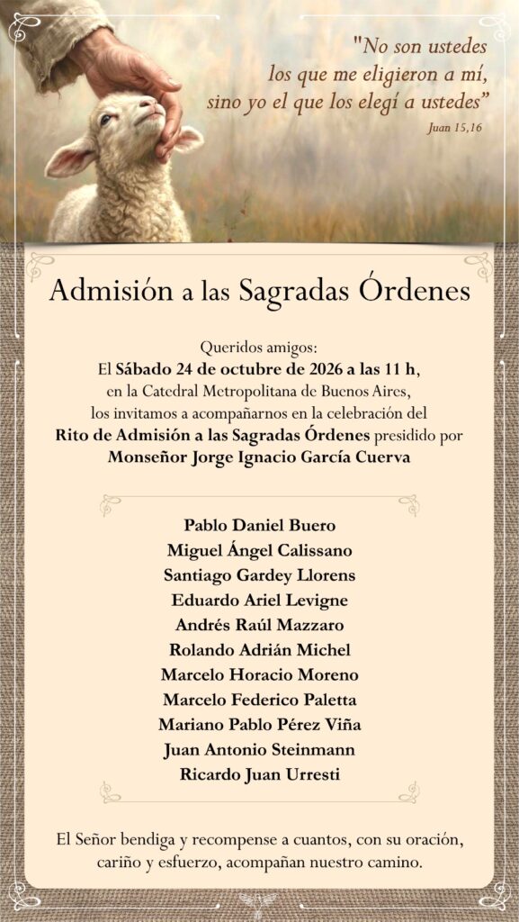 La escuela de diaconado permanente invita a la Misa de admisión a las Sagradas Órdenes. 