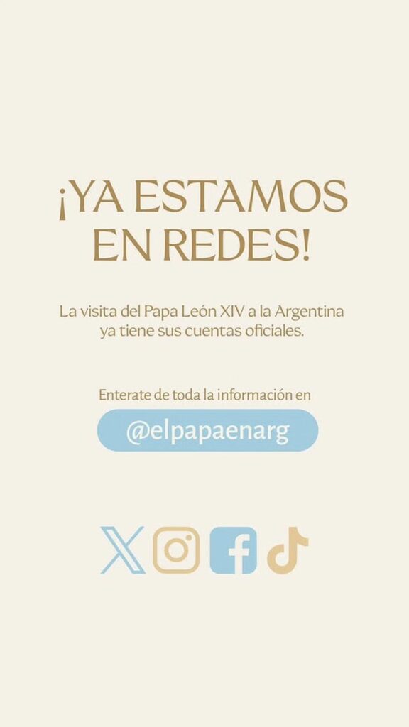 La Conferencia Episcopal Argentina difundió las redes oficiales del Papa León XIV en Argentina.